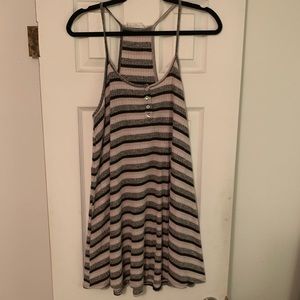 Black/Cream Striped Spaghetti-Strapped Dresss